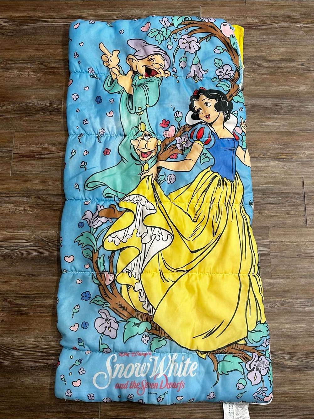 Vintage 90s Disney Snow White and the Seven Dwarfs Kids Sleeping Bag 29"x56" Y2K